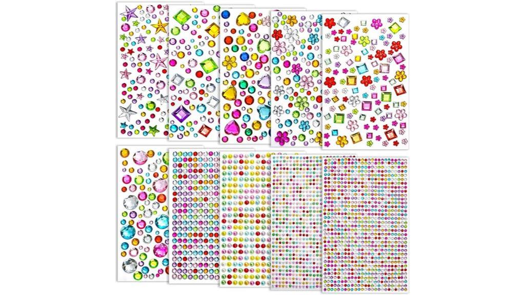 colorful gem stickers collection