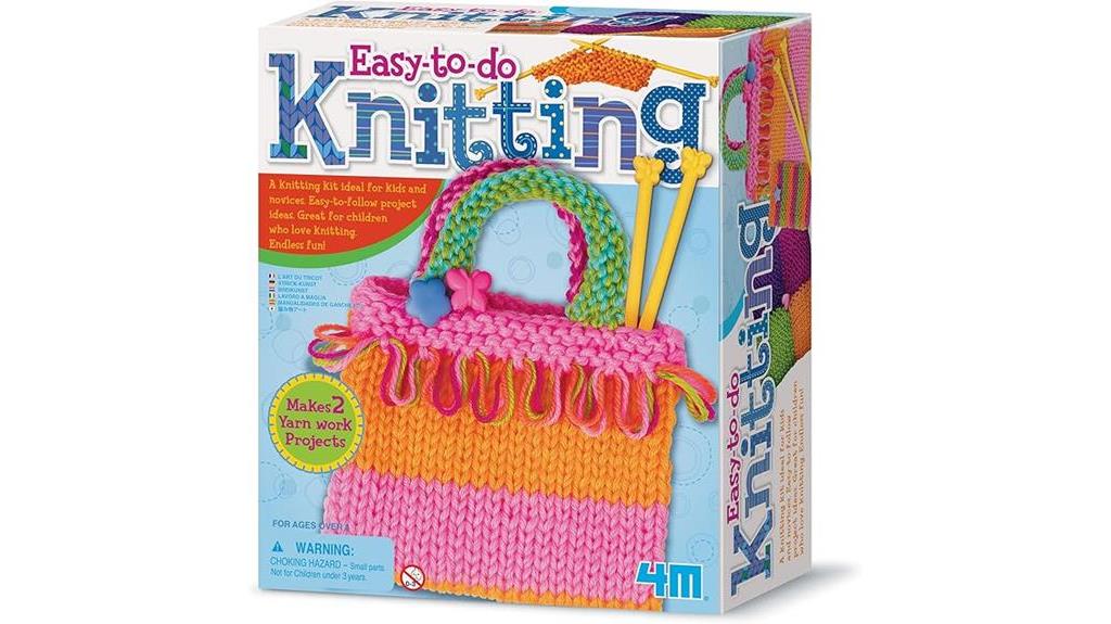 knitting art kit white pink