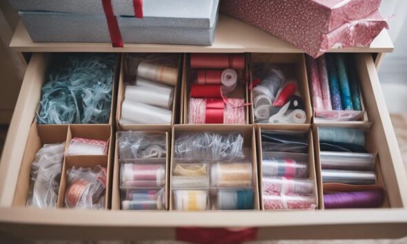 organize gift wrapping supplies