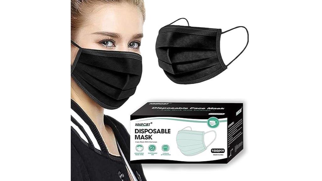 100 pack black disposable masks