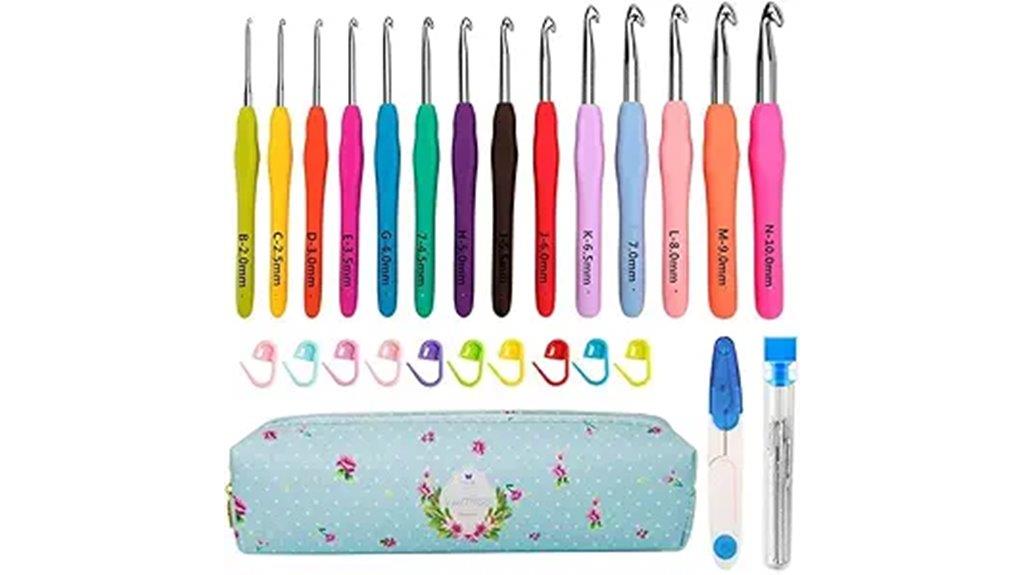 14 size ergonomic crochet hooks
