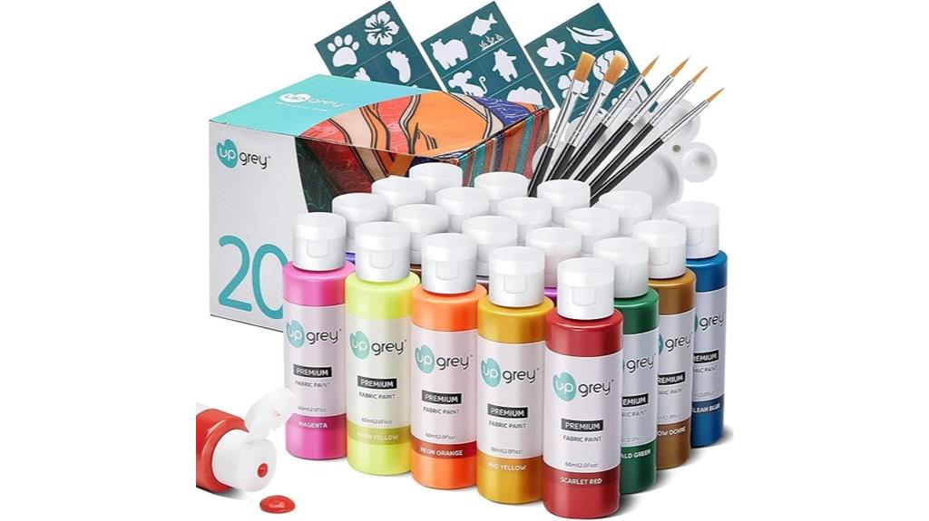 20 color fabric paint kit