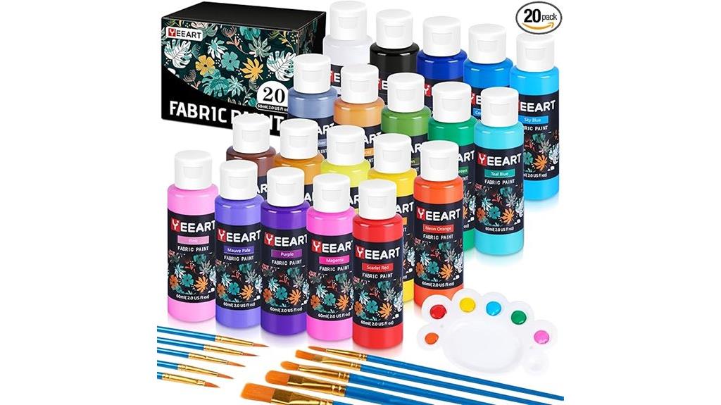 20 color fabric paint set