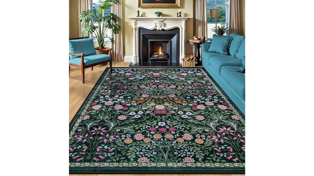 8x10 floral washable rug