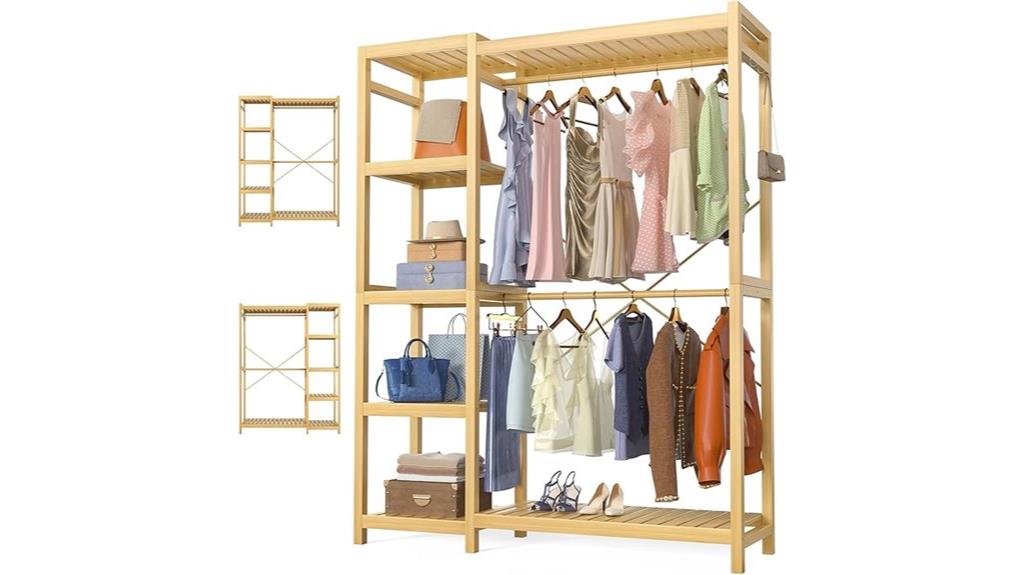 adjustable seven tier bamboo rack