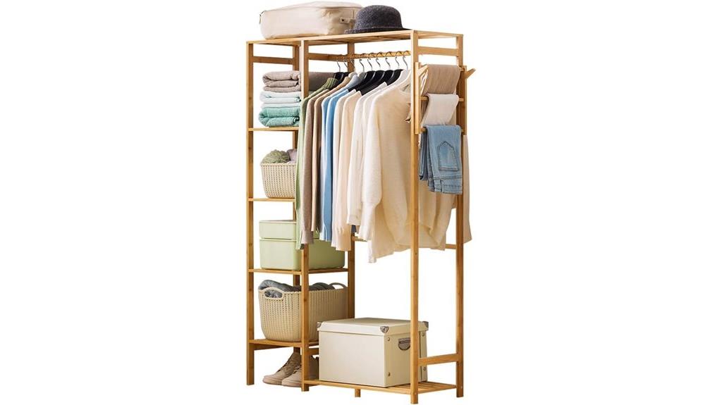 bamboo 6 tier garment rack