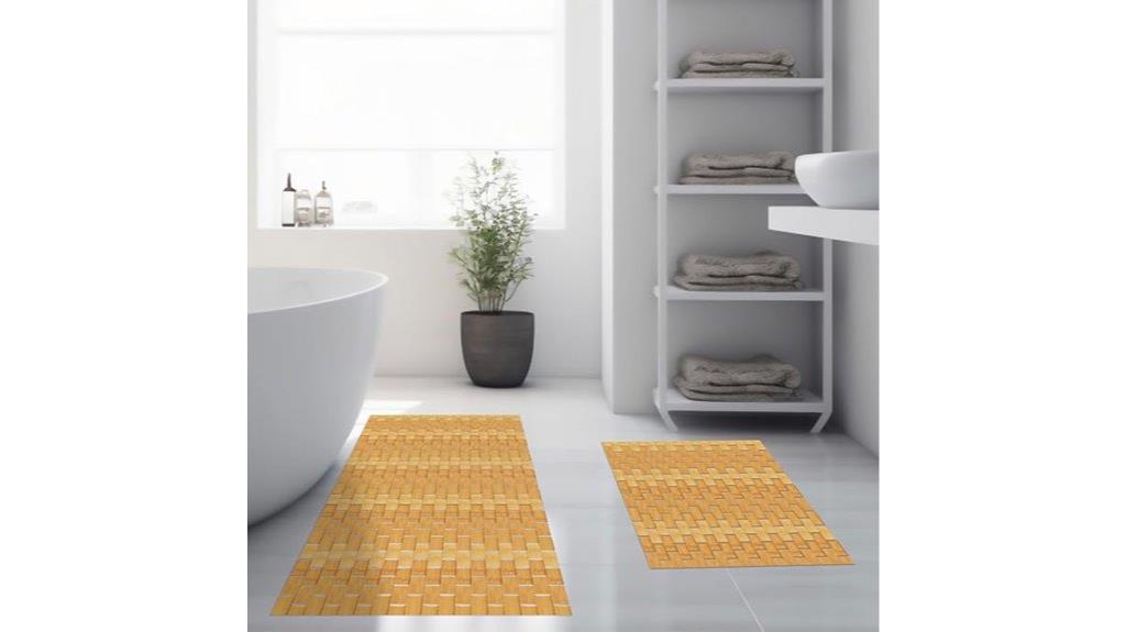 bamboo bathroom mat set