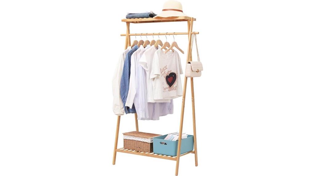 bamboo clothing garment rack