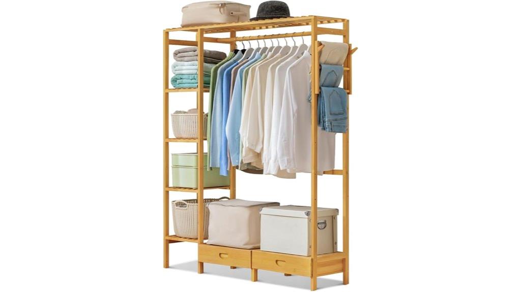 bamboo shelving clothes rack