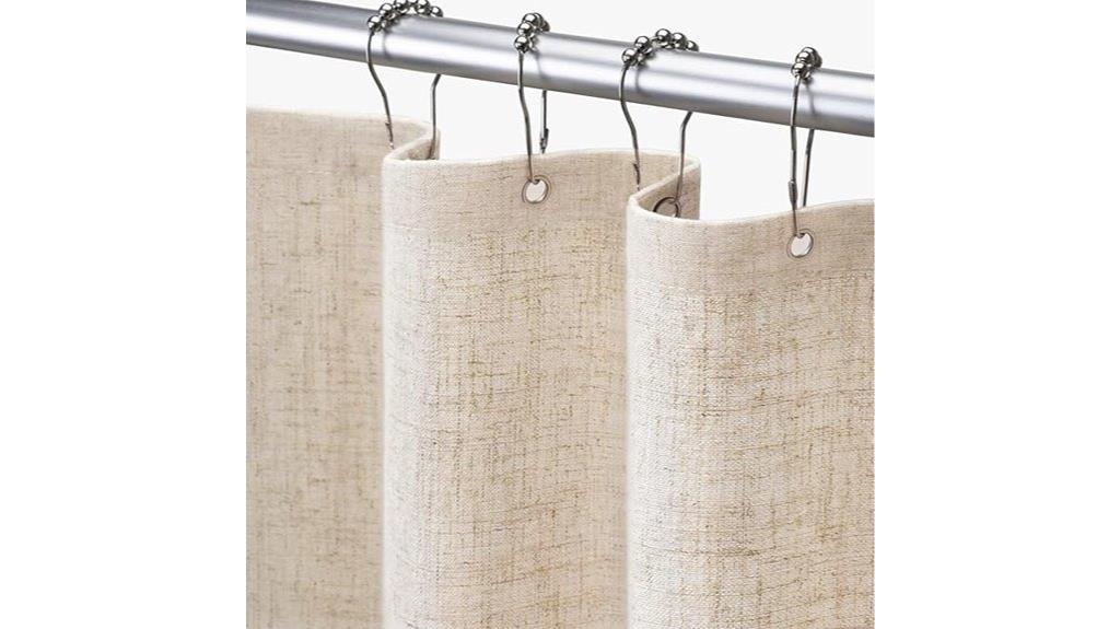 beige farmhouse shower curtain