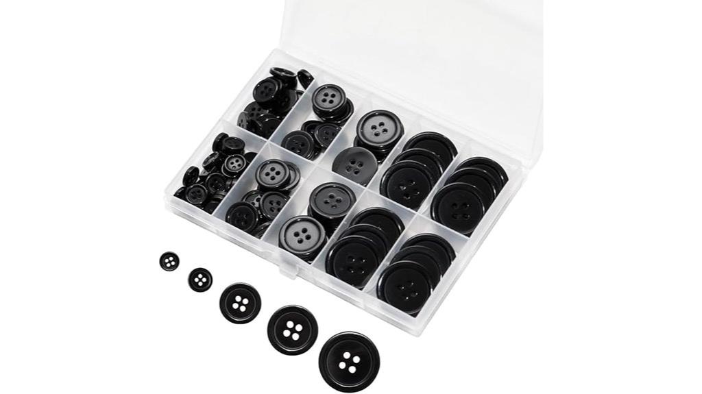 black sewing buttons pack