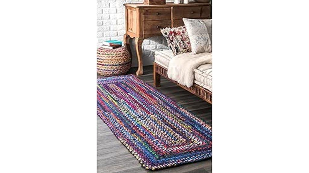 blue bohemian braided rug