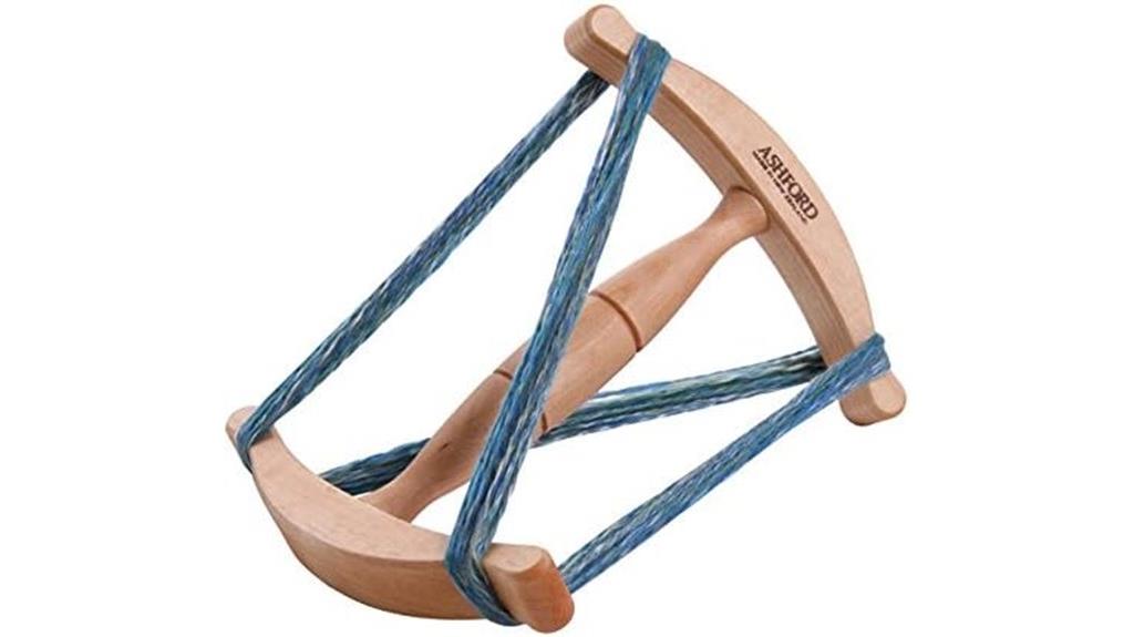 blue wooden yarn winder