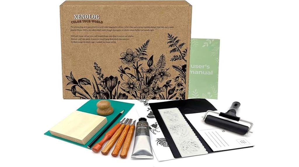 complete linoleum printing set