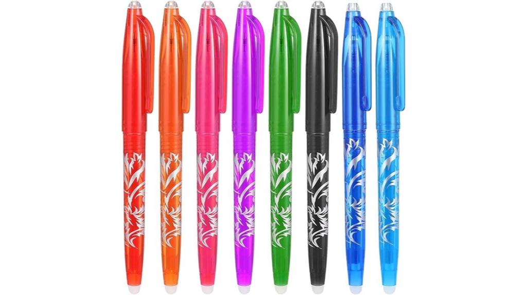 eight heat erasable pens