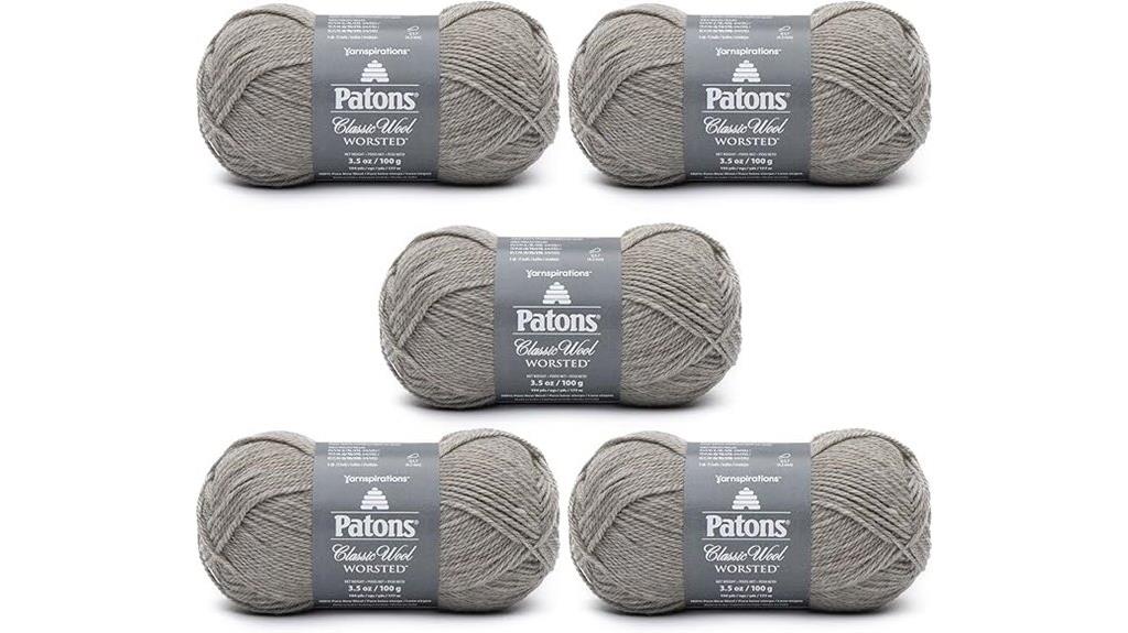 five pack natural wool yarn