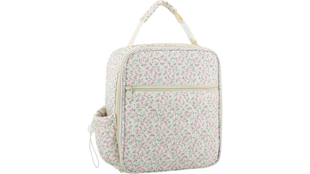 floral cotton insulated lunchbox