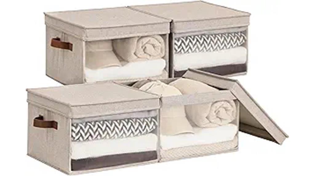 four storage bins with lids