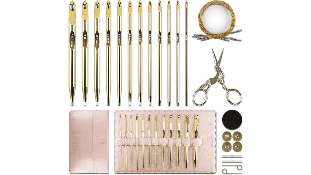 gold plated crochet hook set