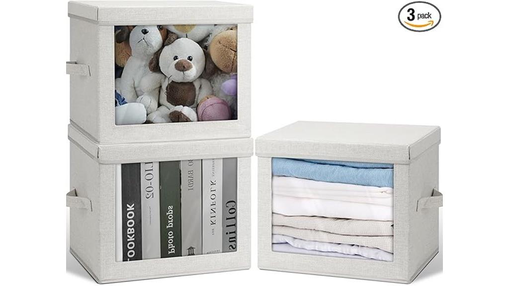 large beige collapsible storage