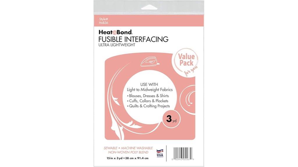 lightweight fusible sewing interfacing