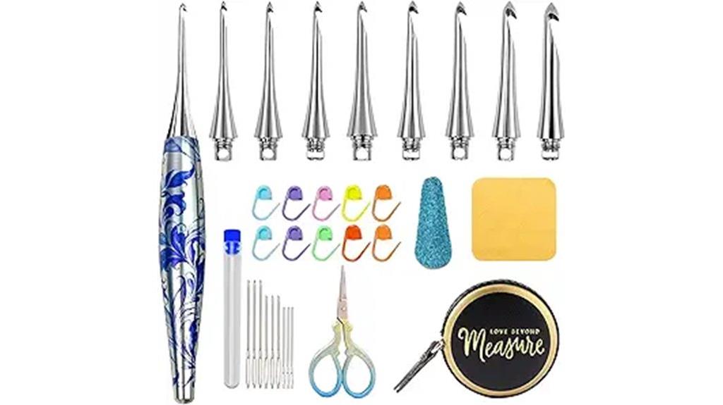 multiple size crochet hooks