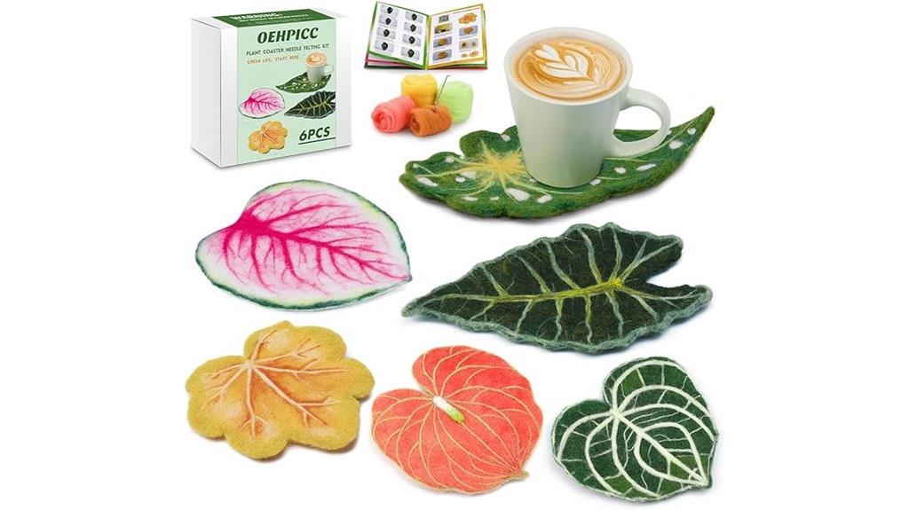needle felting plant coasters