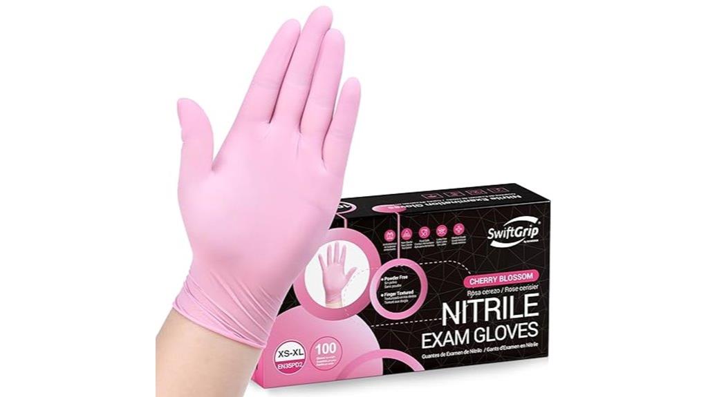 pink nitrile gloves 3 mil disposable latex free