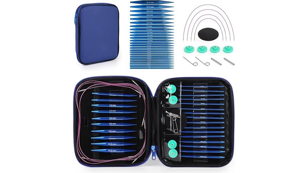 set of 13 interchangeable knitting needle pairs