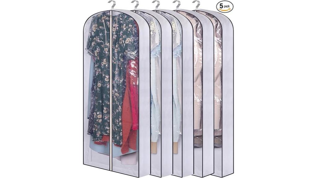 set of five garment bags