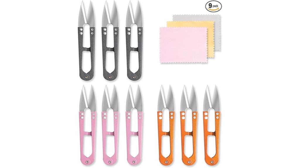 set of nine sewing scissors