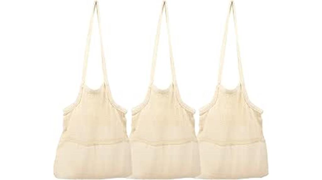 set of three reusable mesh bags