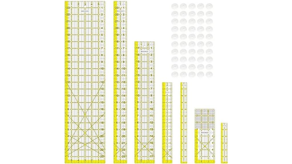 seven piece acrylic ruler set