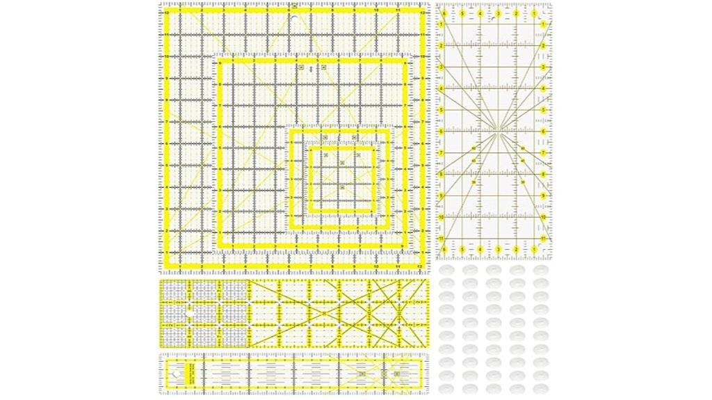 seven piece acrylic rulers