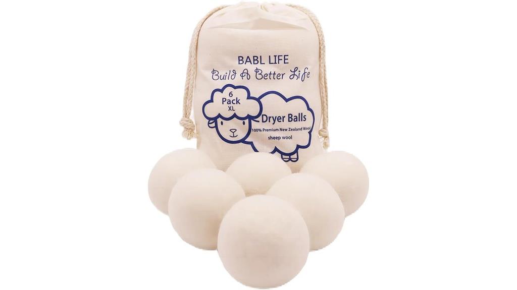 six reusable wool dryer balls