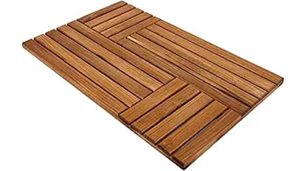 teak wood bath mat
