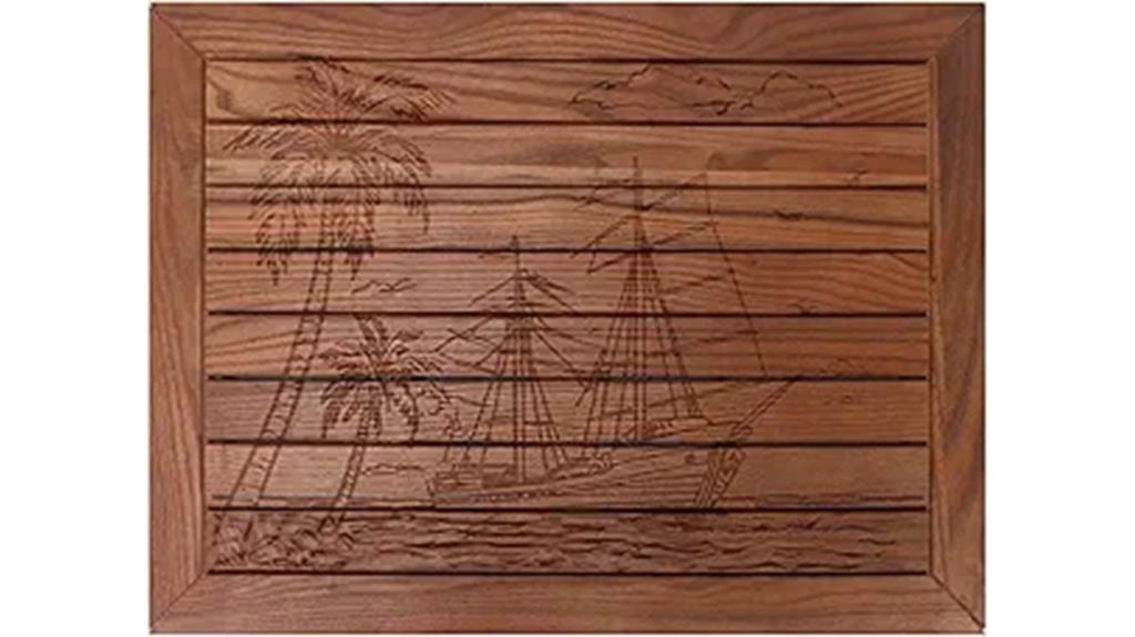 teak wood bathroom mat
