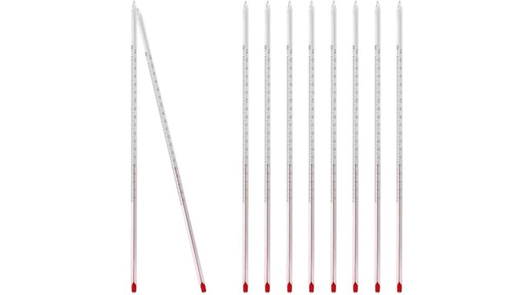 ten glass thermometers set