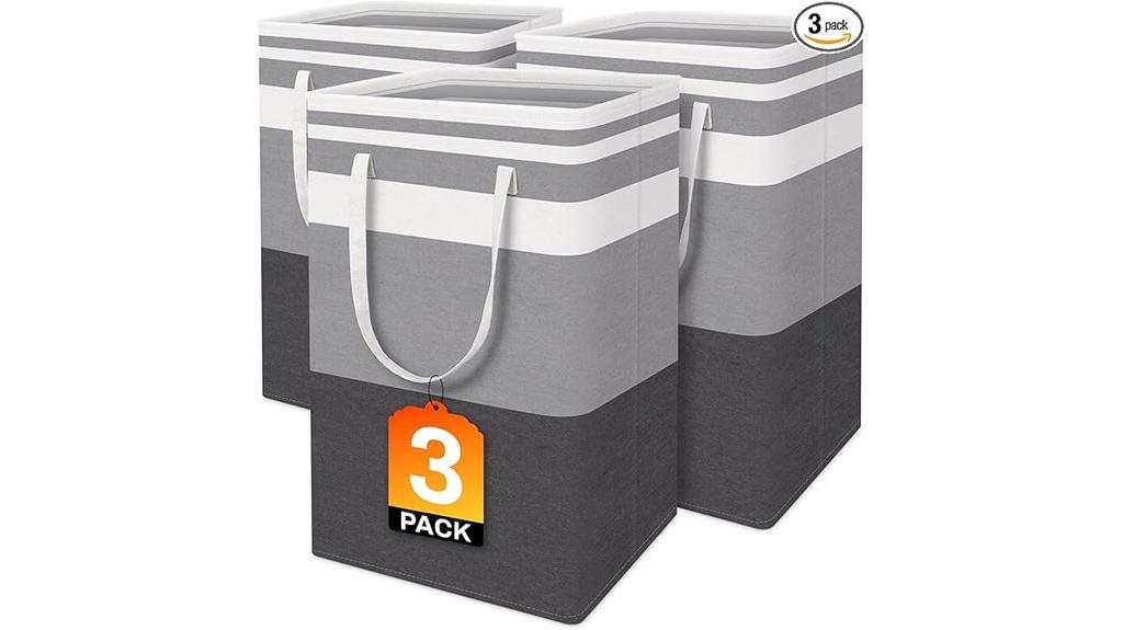 three laundry baskets