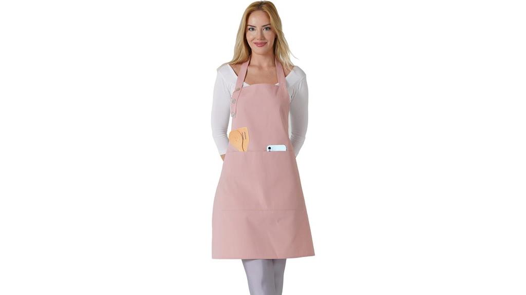 waterproof pink apron with pockets