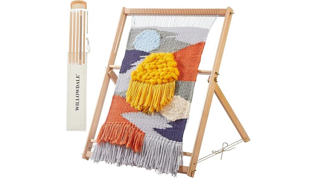 wooden weaving loom stand
