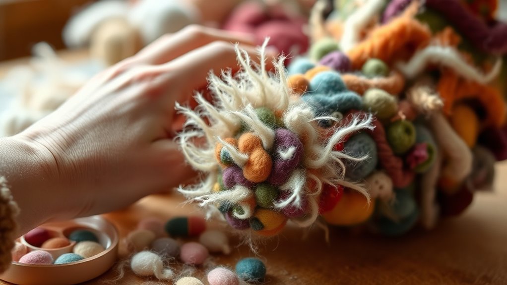 wool sculpting and painting