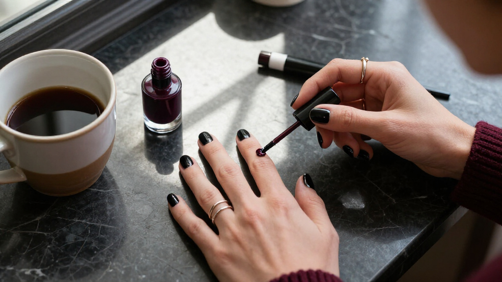 Anne Hathaway’s “Cherry Noir” Manicure Is Fall’s Moodiest Nail Trend