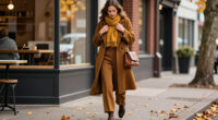 Jennifer Lawrence Mixes Fall Patterns With A Brown-and-Mustard Dries Van Noten Skirt And Leopard-Print Slides