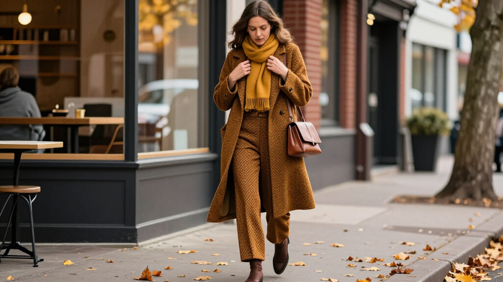 Jennifer Lawrence Mixes Fall Patterns With A Brown-and-Mustard Dries Van Noten Skirt And Leopard-Print Slides