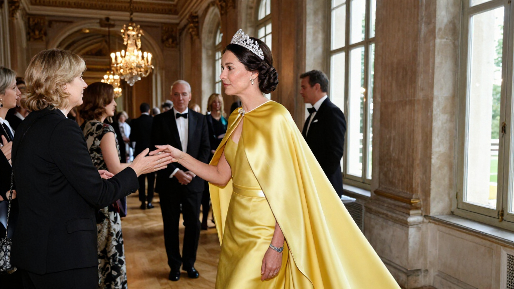 Princess Kate Pairs This Meaningful Tiara With A Lemon-Yellow Cape Dress From Elie Saab